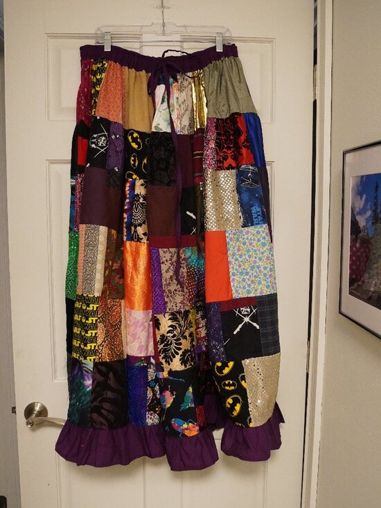 Dresses & Skirts - Handmade One of a Kind Patchwork Skirt Purple Ruffle Hem Boho Festival